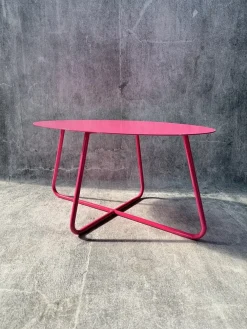 Stolik Kawowy, Design, Metalowa Konstrukcja, Różowy OVAL