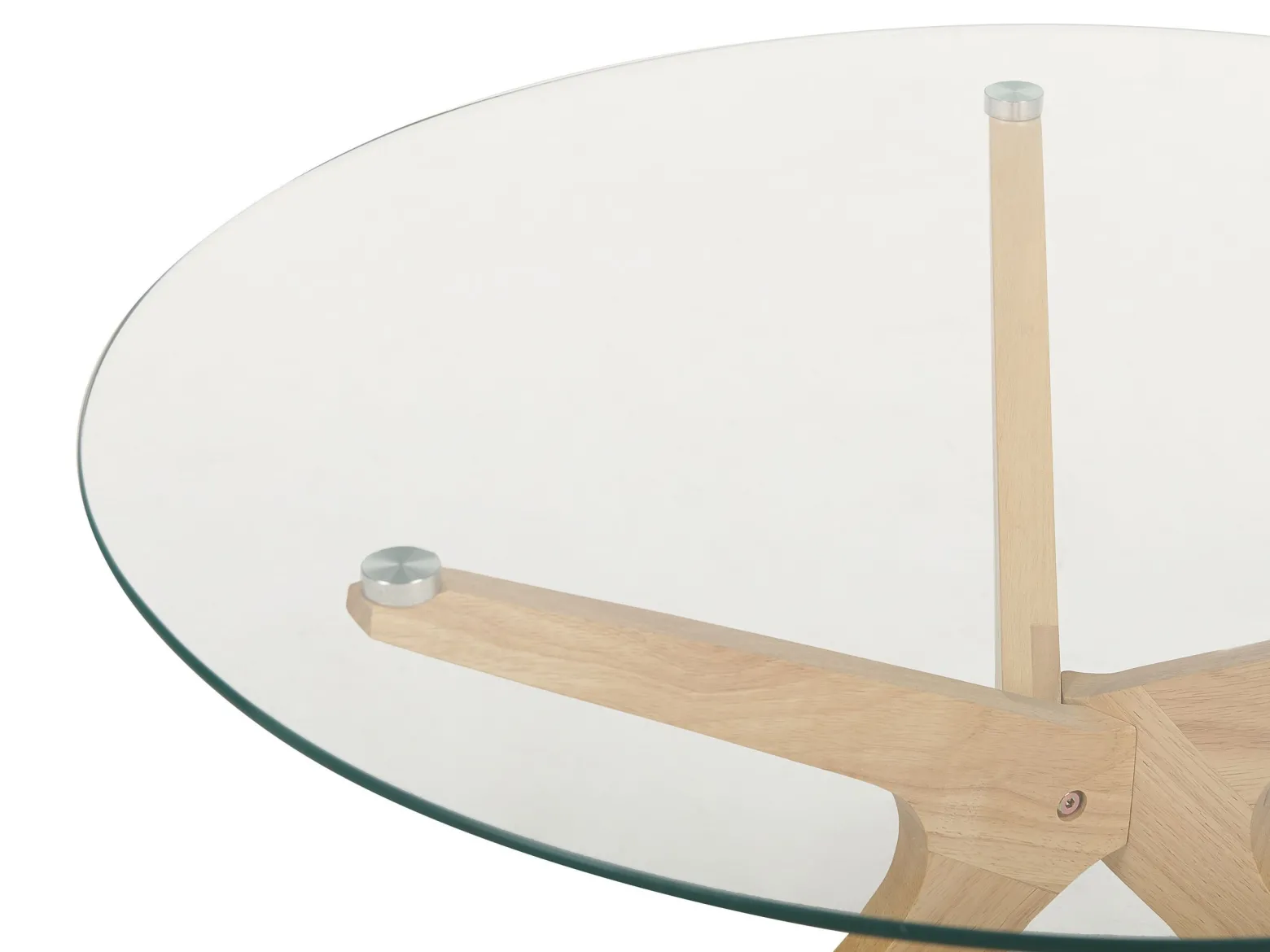 Stolik kawowy do salonu 80 cm szkło jasne drewno