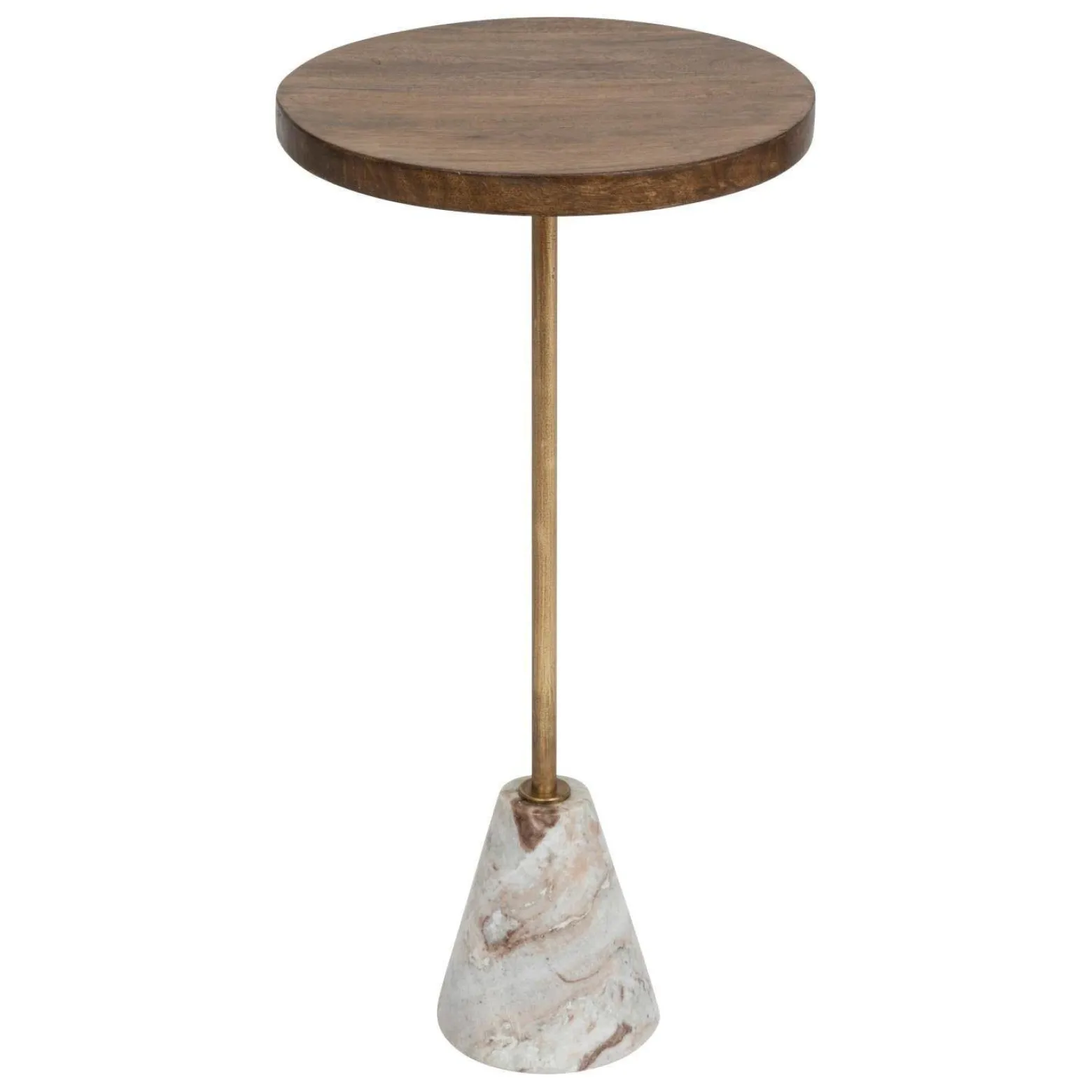 Stolik kawowy marmur i drewno, Ø 35,5 cm