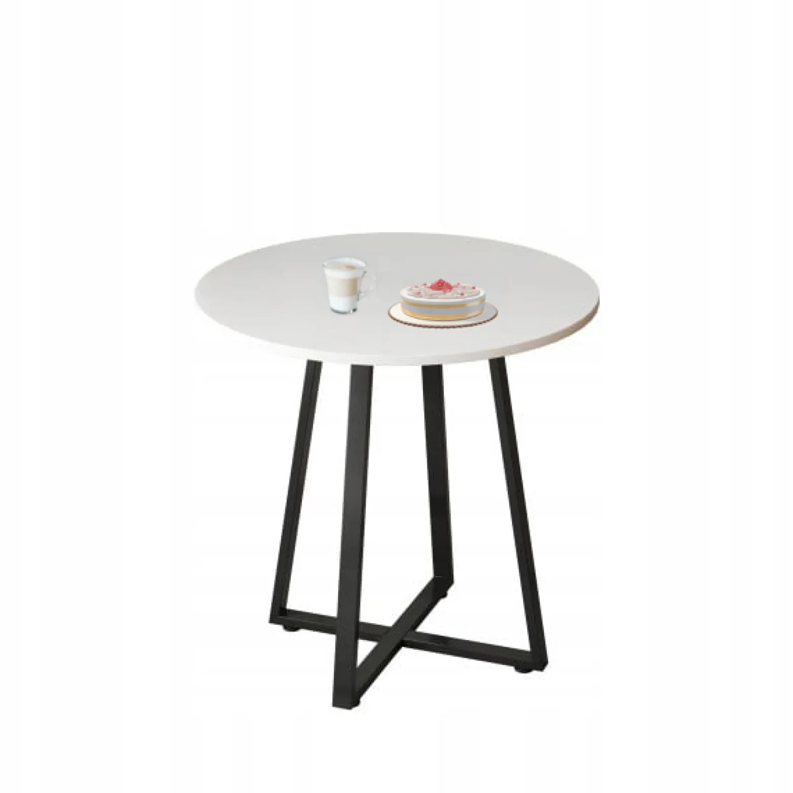 Stolik kawowy okrągły loft biały 80 cm