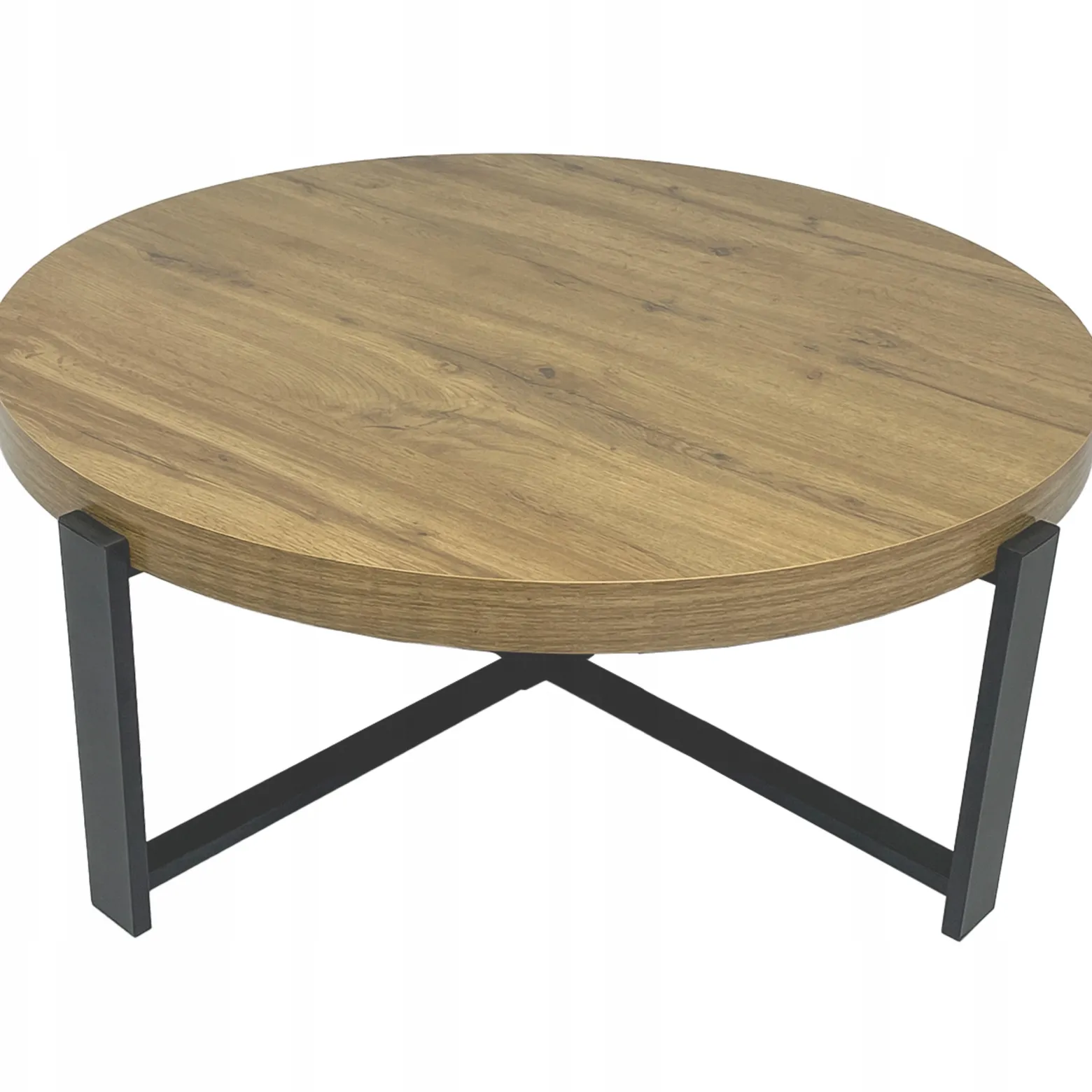 Stolik kawowy salonu sypialni okrągły fi80cm industrialny loft SK124D dąb