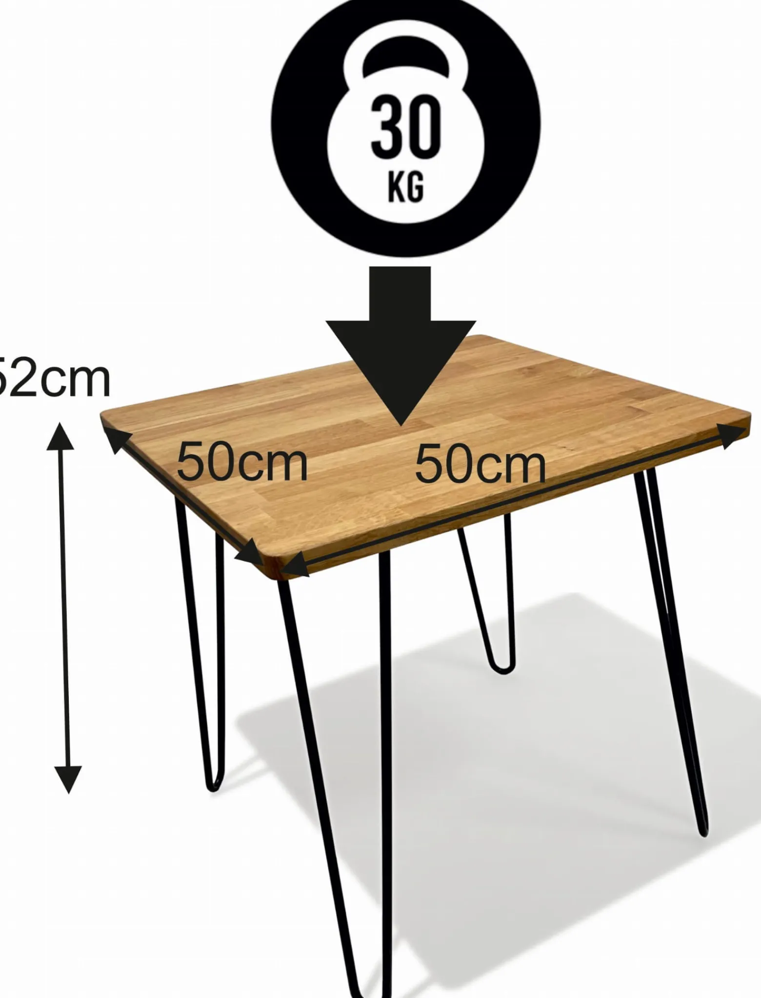 Stolik kawowy Tavolo dębowy LOFT 50x50cm