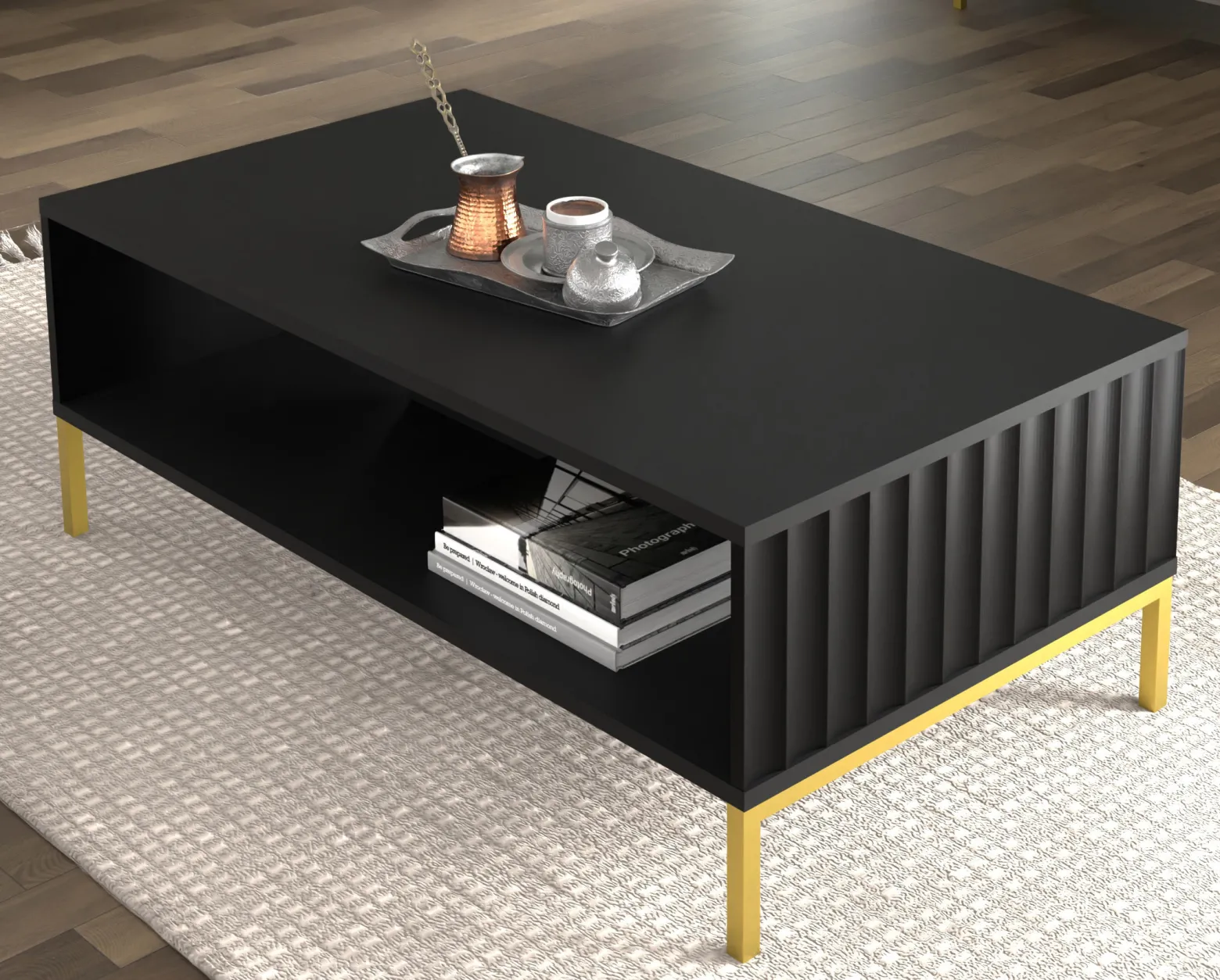 Stolik kawowy WAVE 90x60 cm frez czarny mat