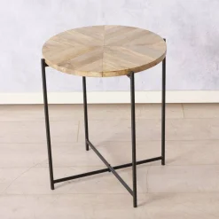 Stolik kawowy z blatem z drewna mango MANDI, Ø 46 cm