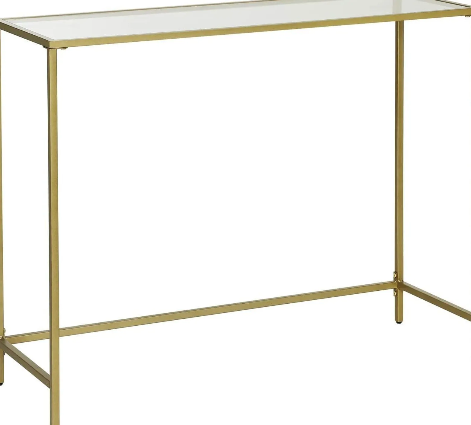 Stolik konsola glamour szklany blat złota metalowa rama 100x35 cm