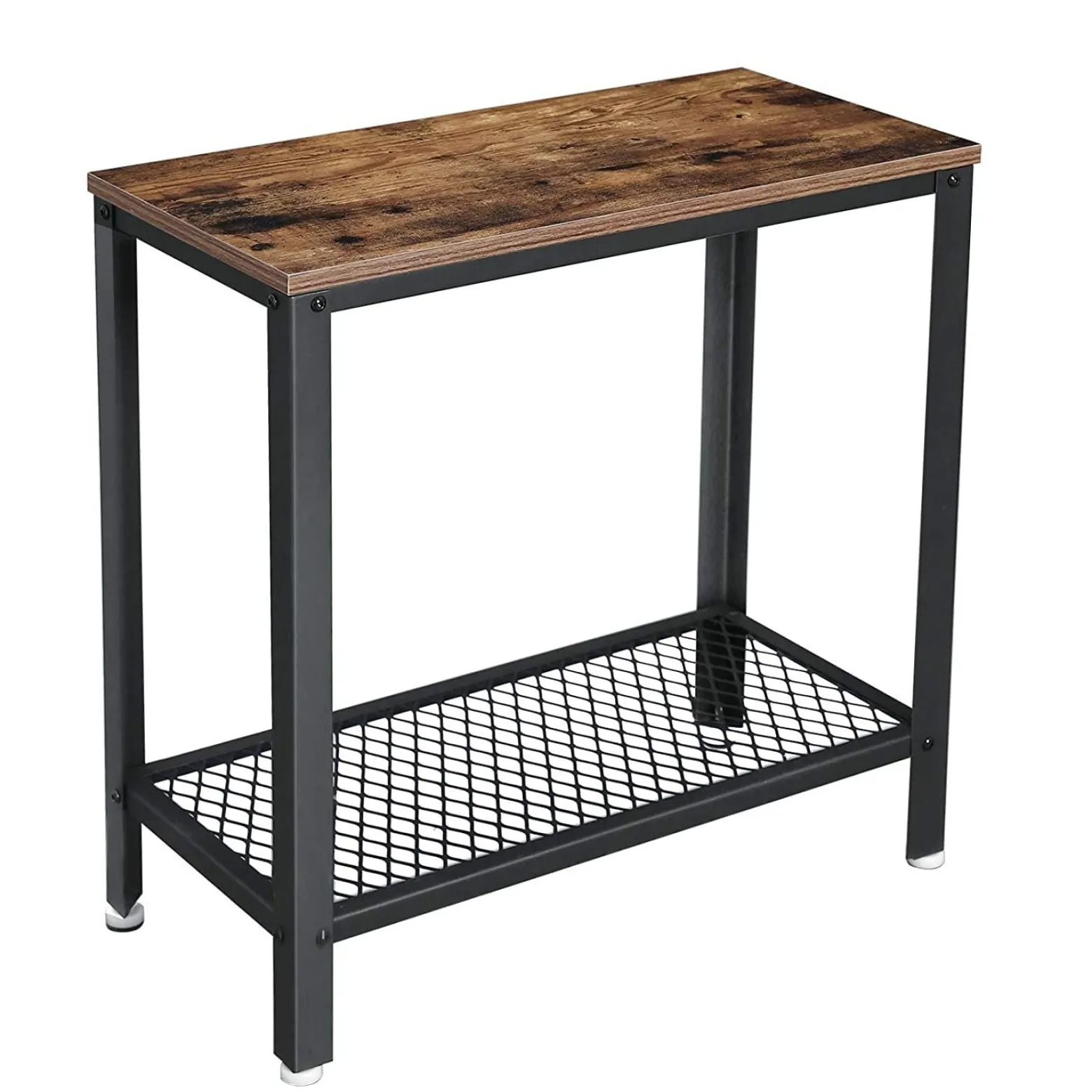 Stolik konsola z półką 60x30 rustykalny brąz metal czarna do salonu