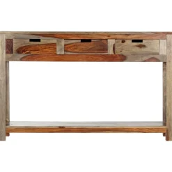 Stolik konsola z 3 szufladami, 120x30x75 cm, drewno sheesham