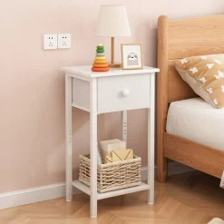 Stolik nocny komoda szafka z szufladą półką biały do sypialni salonu 38 cm