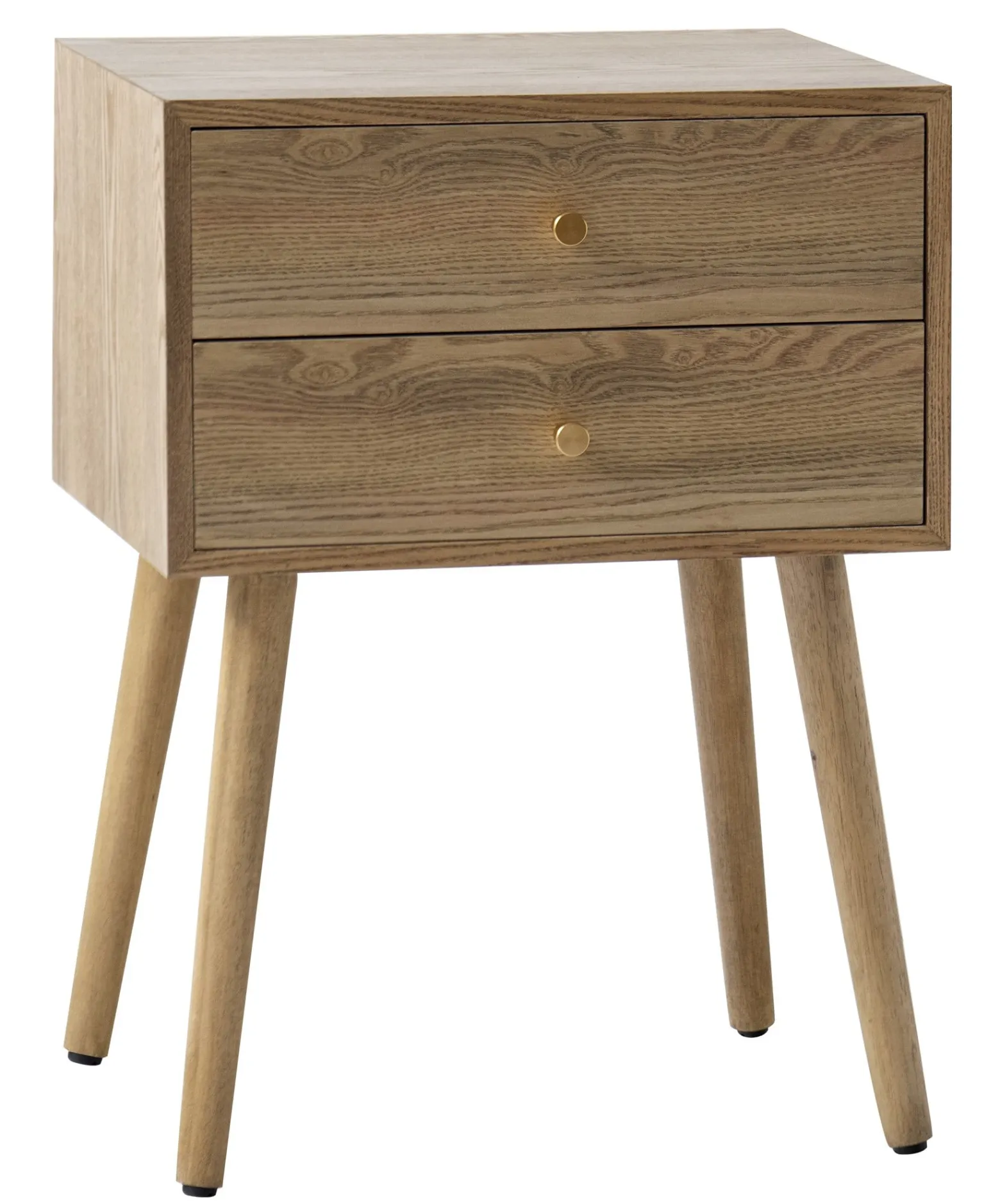 Stolik nocny z 2 szufladami z naturalnego drewna