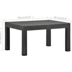 Stolik ogrodowy, antracytowy, 58x58x41 cm, rattan PP
