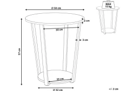 Stolik pomocniczy okrągły 50 cm MDF ciemne drewno