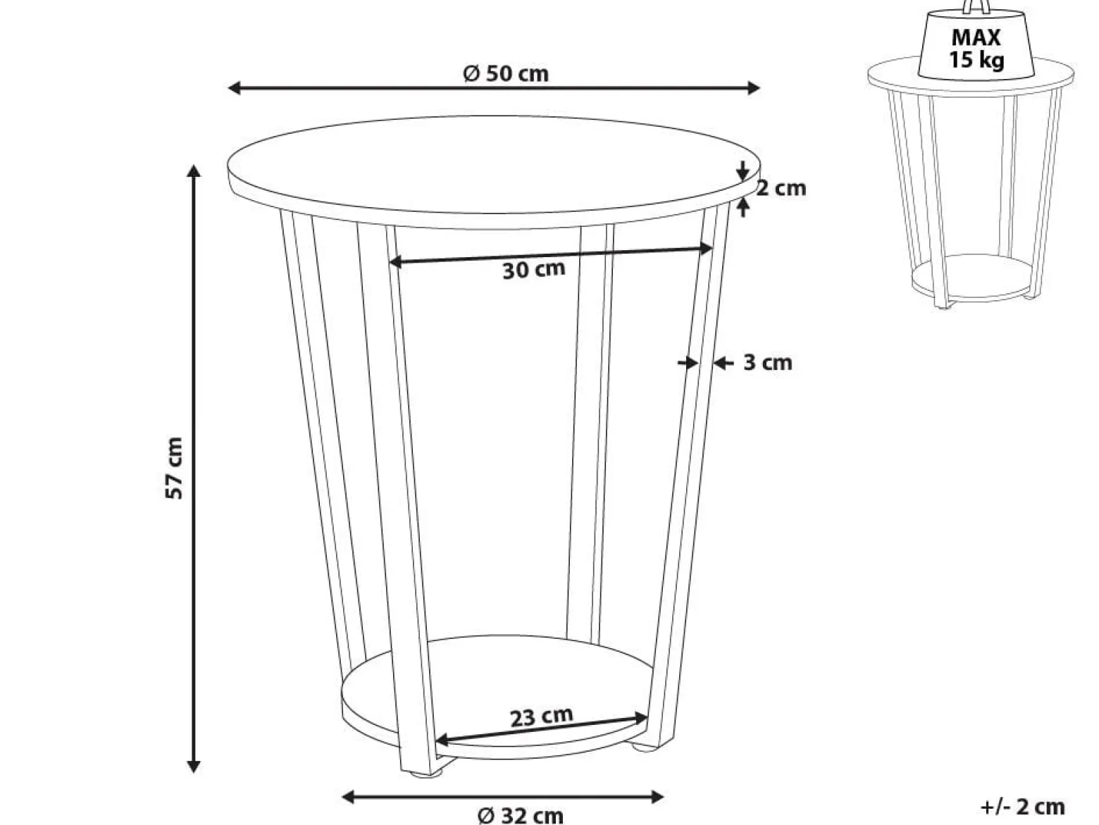 Stolik pomocniczy okrągły 50 cm MDF ciemne drewno