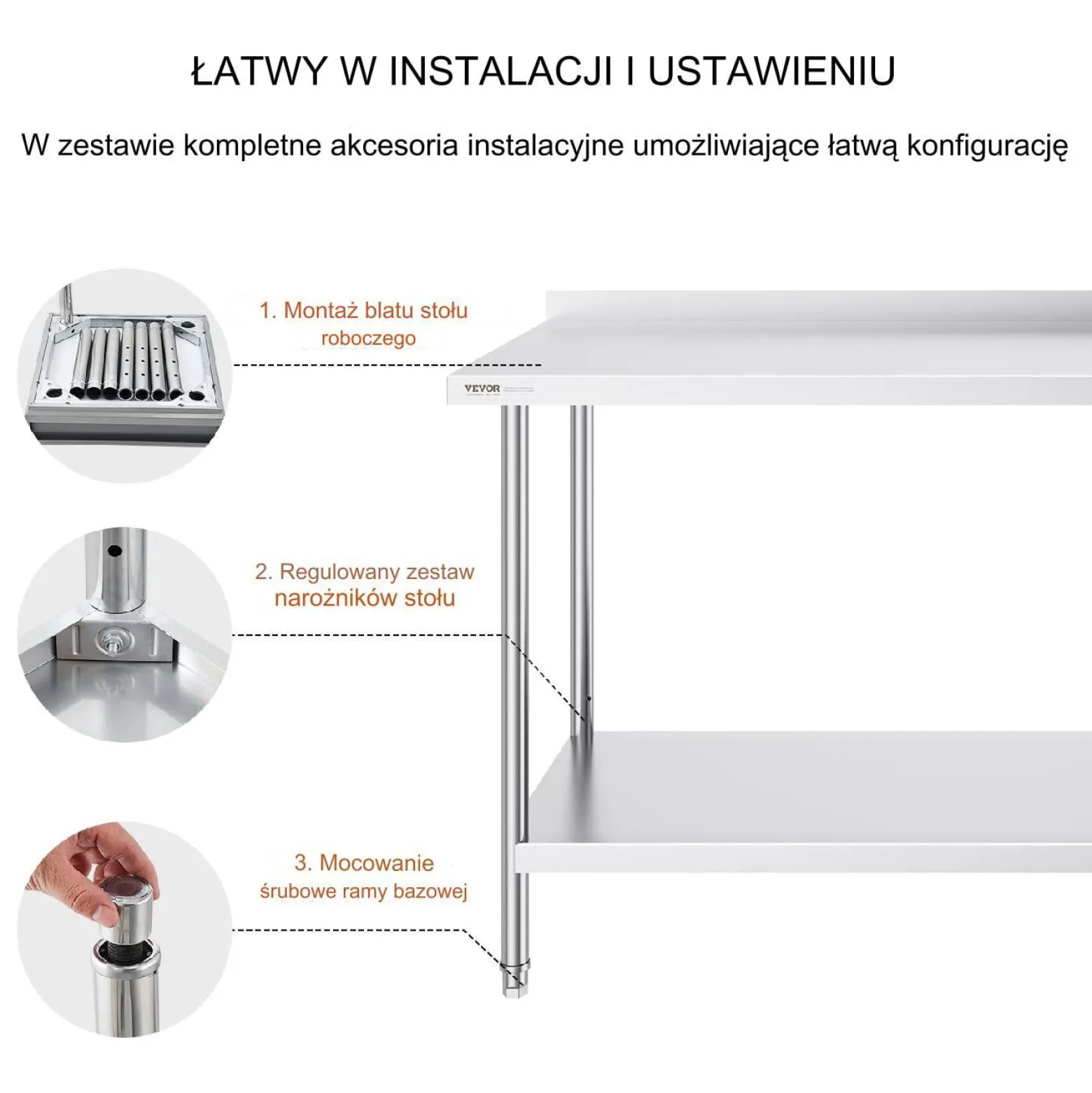 Stół Roboczy Gastronomiczny ze Stali Nierdzewnej – 61x91x152 cm
