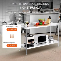 Stół Roboczy Gastronomiczny ze Stali Nierdzewnej – 61x91x152 cm