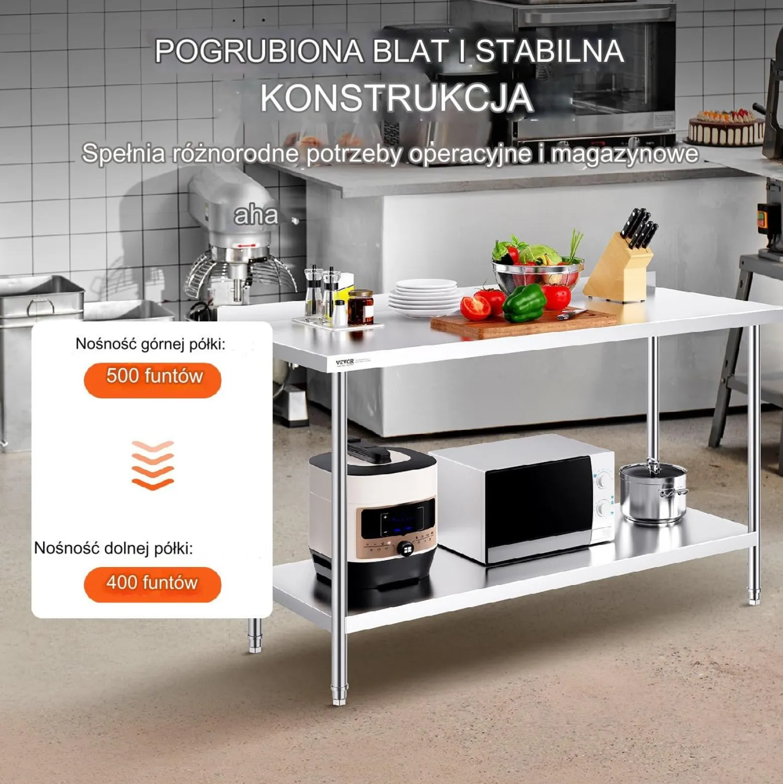 Stół Roboczy Gastronomiczny ze Stali Nierdzewnej – 61x91x152 cm