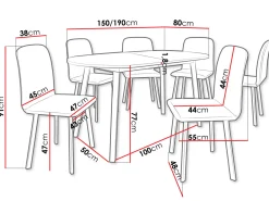 Stół rozkładany Klebo S 130x80 z 6 krzesłami Luke