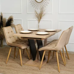 Stół Rozkładany Nowoczesny Salon Jadalnia Czarny Dąb Artisan CLARK 120/160