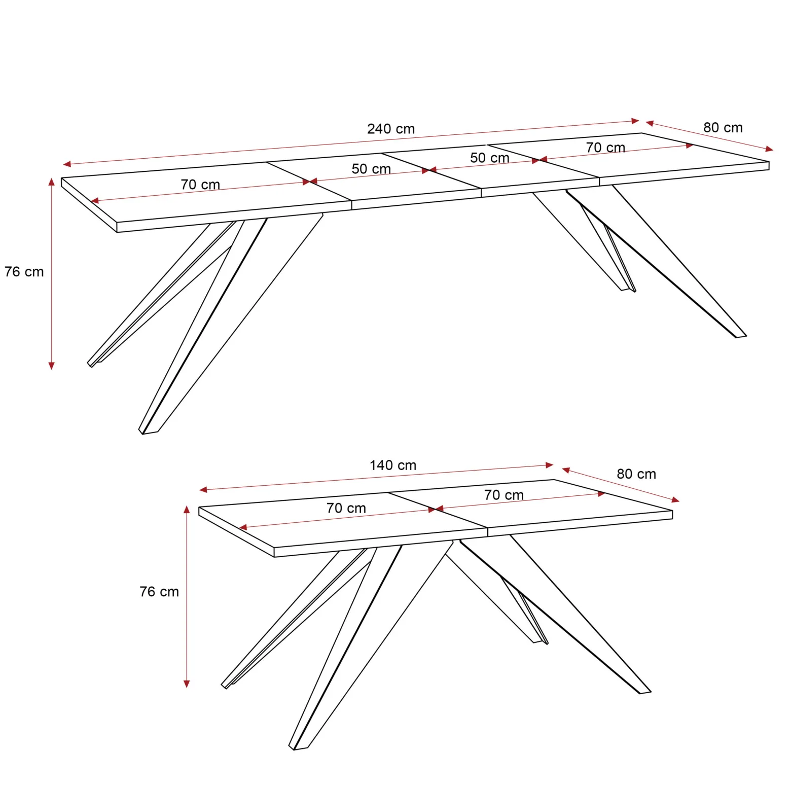 Stół rozkładany XANDRO 140/240 cm - dąb kraft/czarne nogi