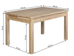Stół rozkładany 140/205x90 z drewna MADURA, kolor dębowy