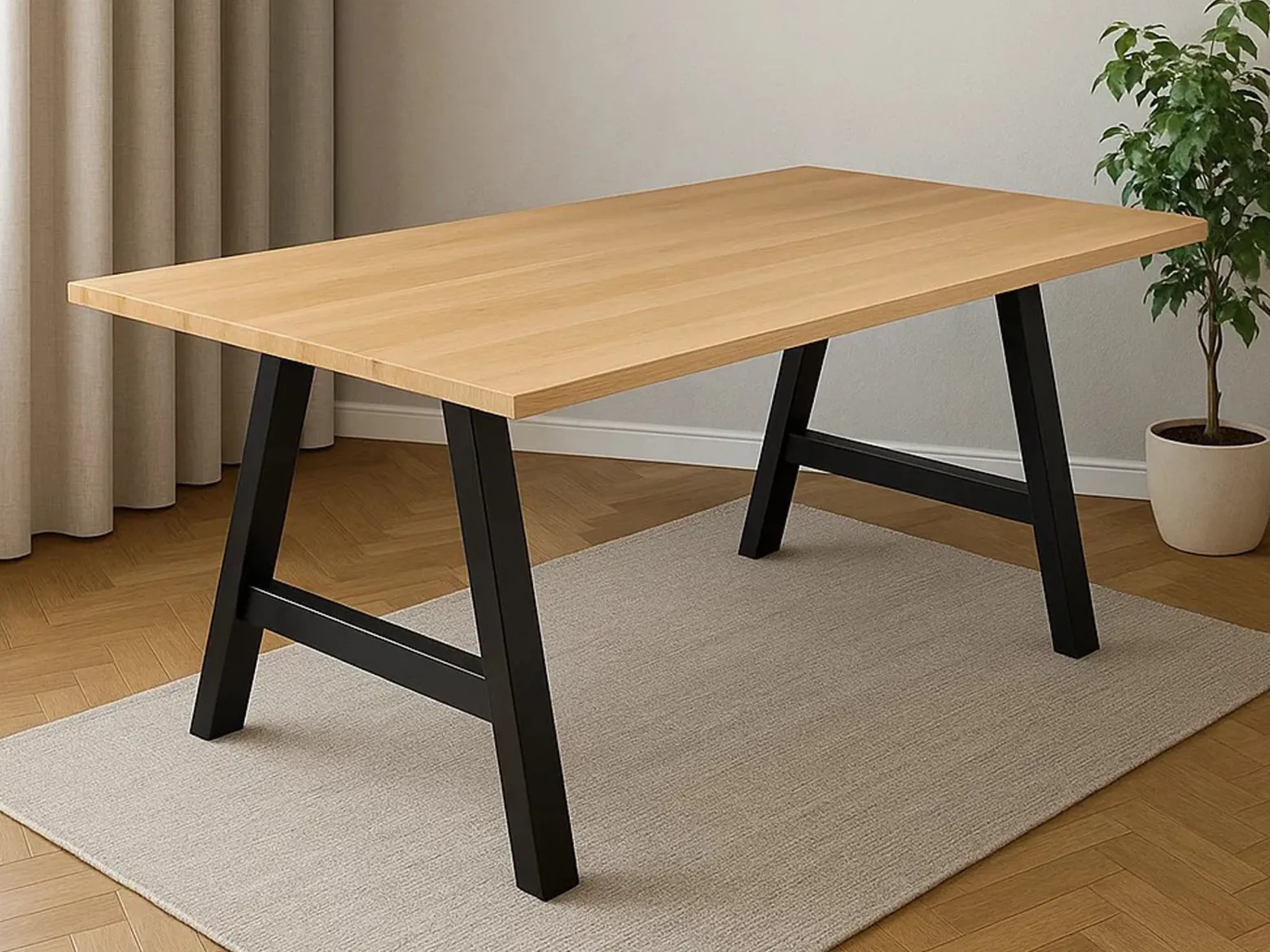 Stół 140x90 drewno z metalem Kawola, kolor dębowy