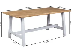 Stół 180x90 z drewna litego SCANDI, kolor dębowy i biały