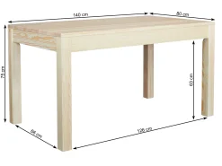 Stół 140x80 z drewna litego SVEN, kolor sosnowy