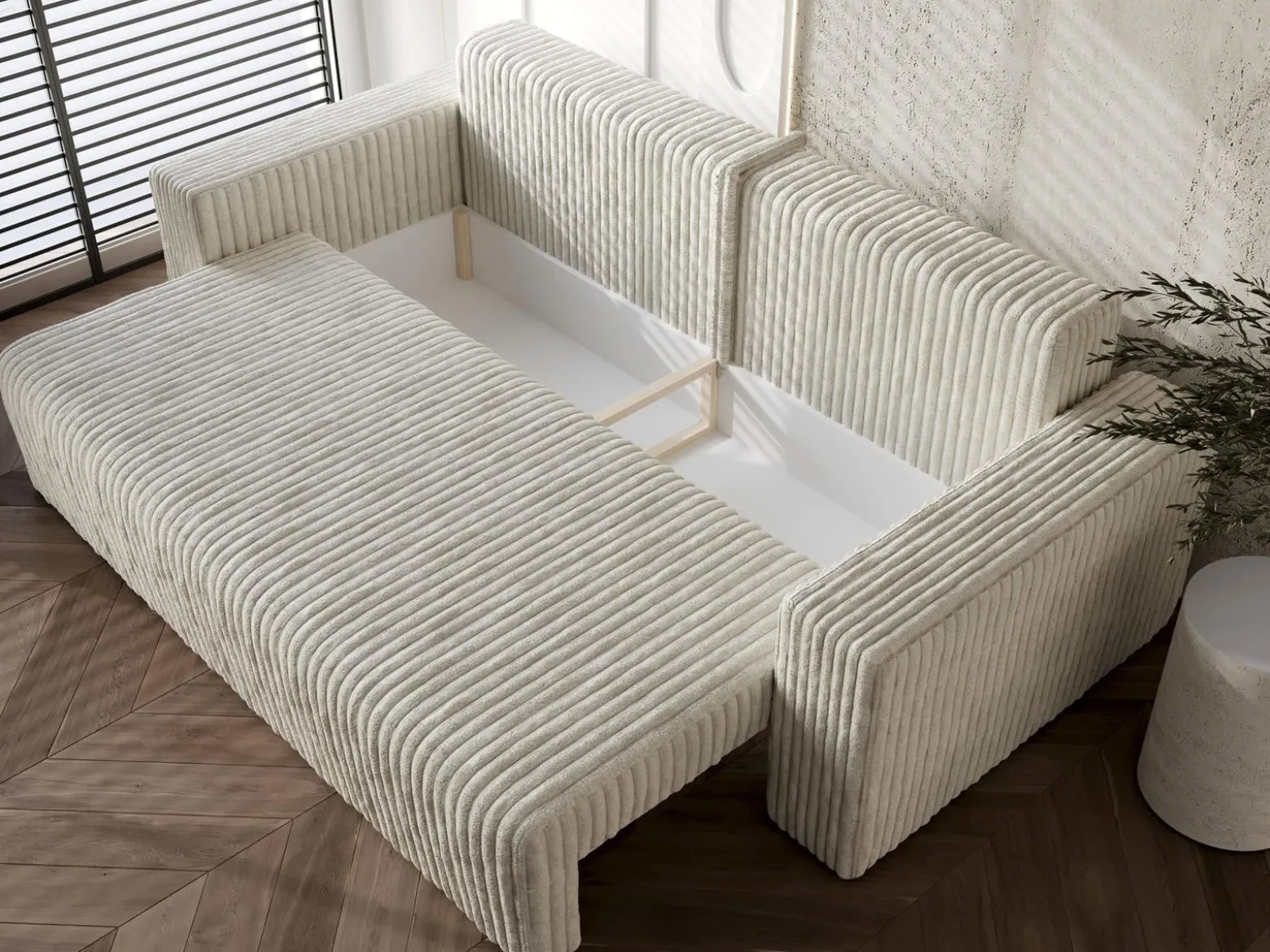 Stylowa biała sofa 232cm z funkcją spania TILO