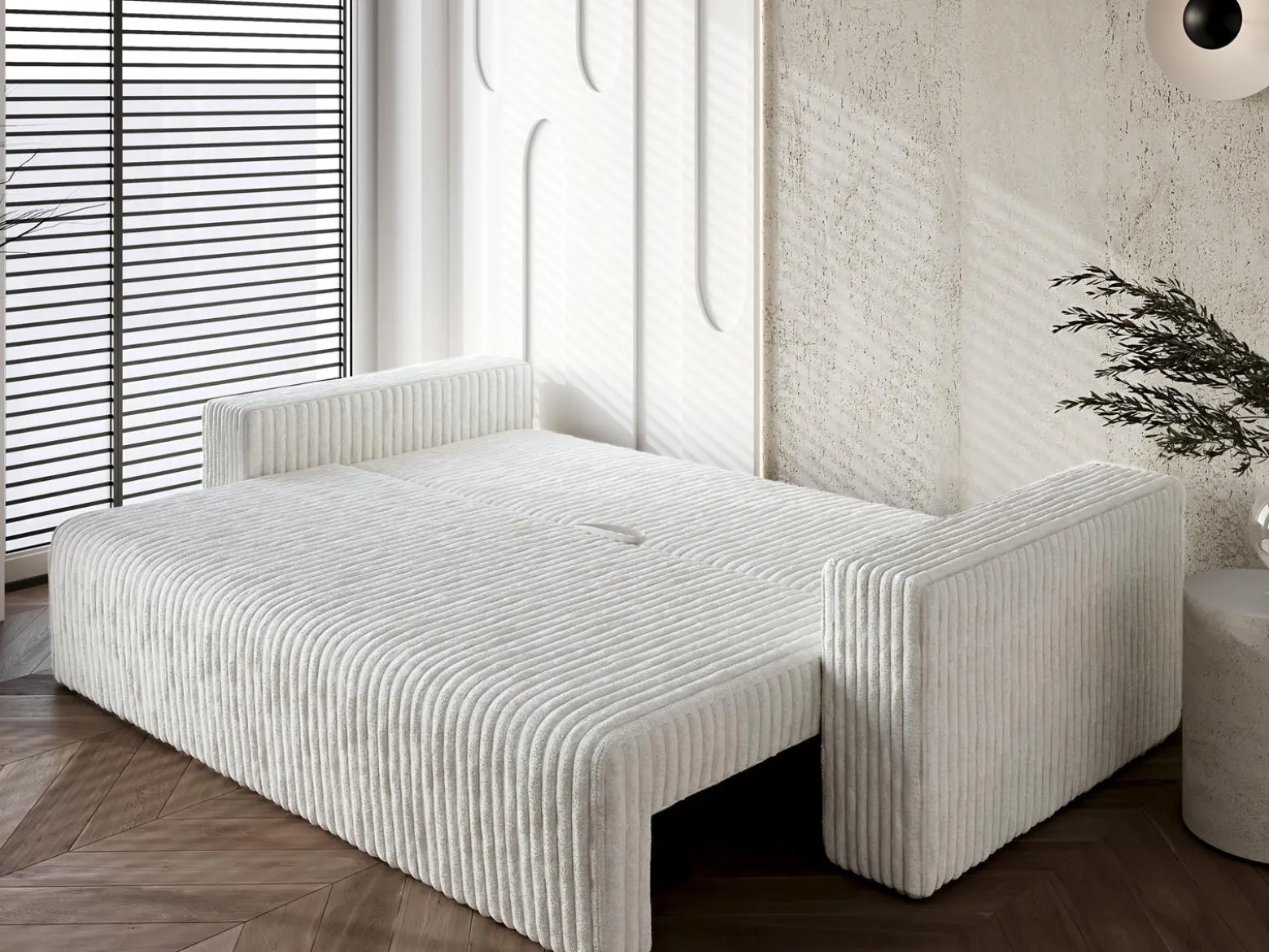 Stylowa biała sofa 232cm z funkcją spania TILO