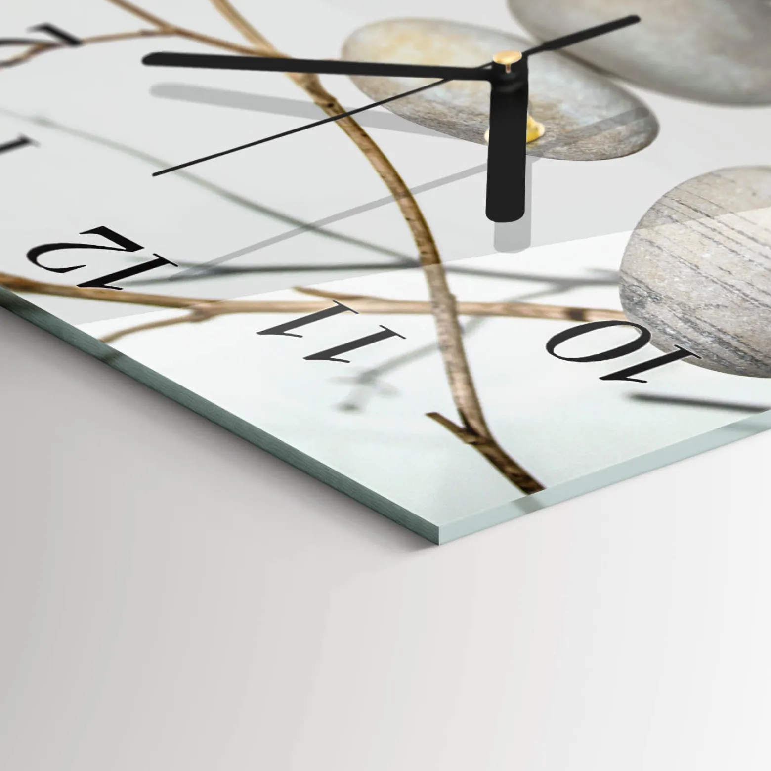 Stylowy zegar 30x30 Kamienie zen spa grafika na szkle ścienny
