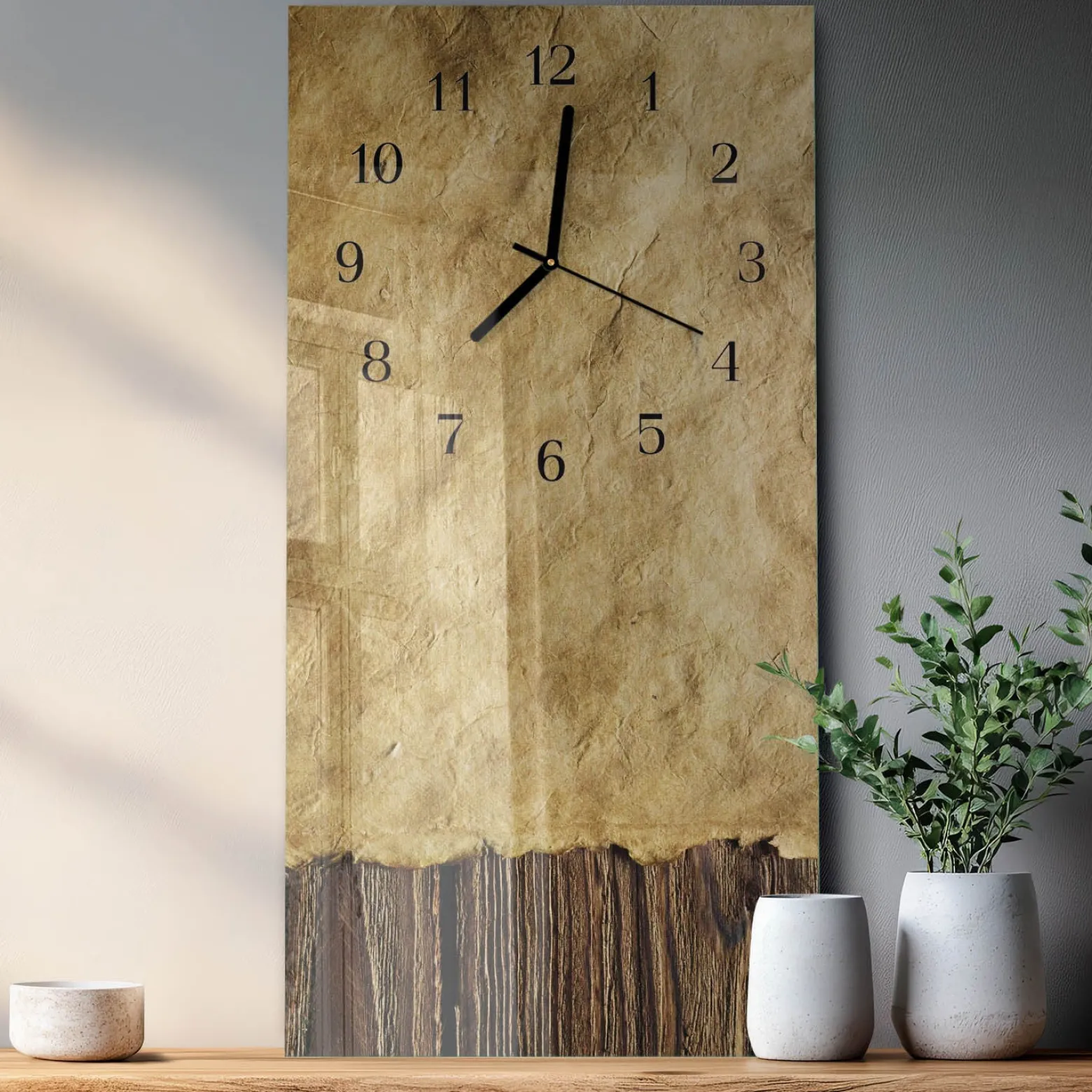 Stylowy zegar 30x60 Papier Stołowy design na ścianę