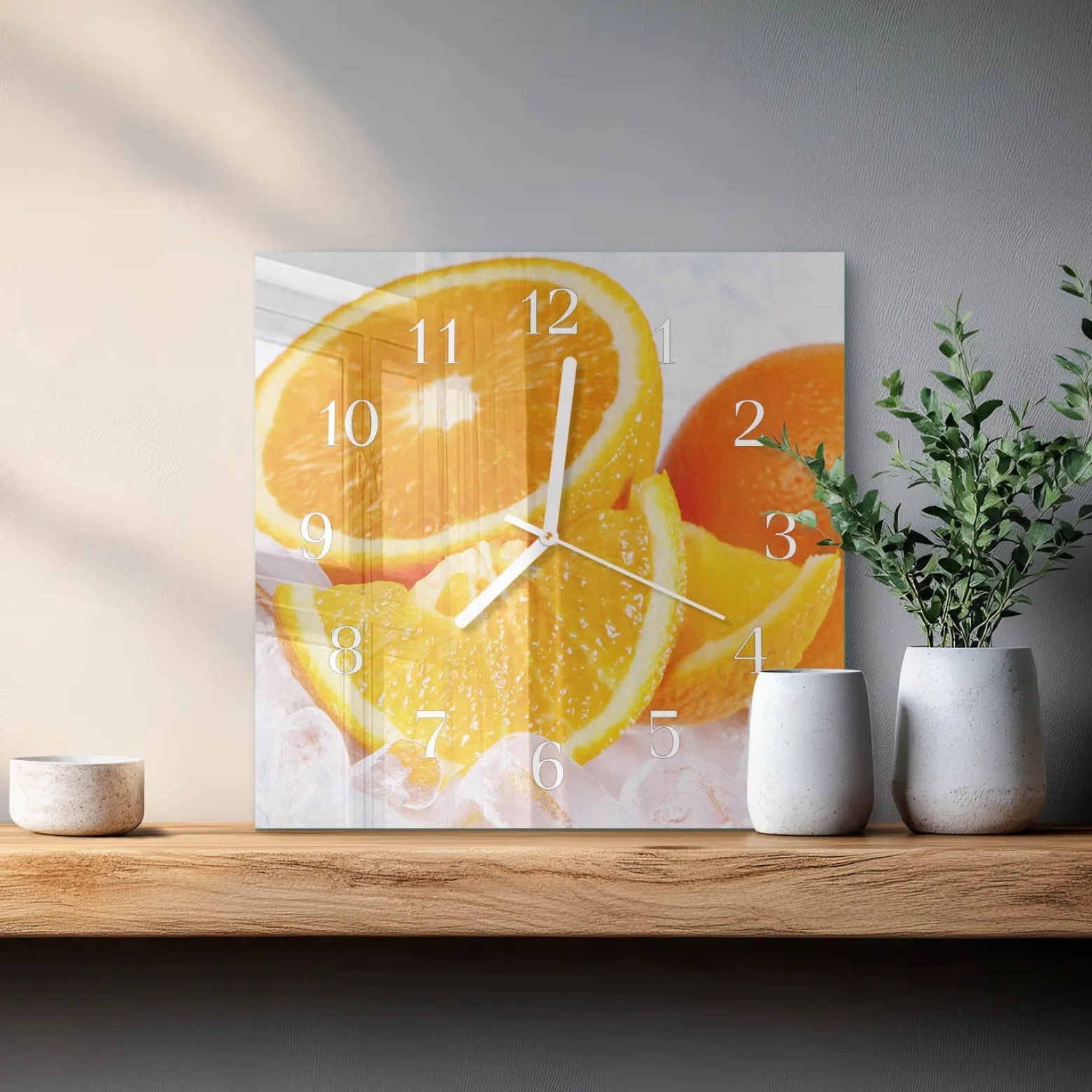 Stylowy zegar 30x30 Pomarańcze dekoracyjny do salonu