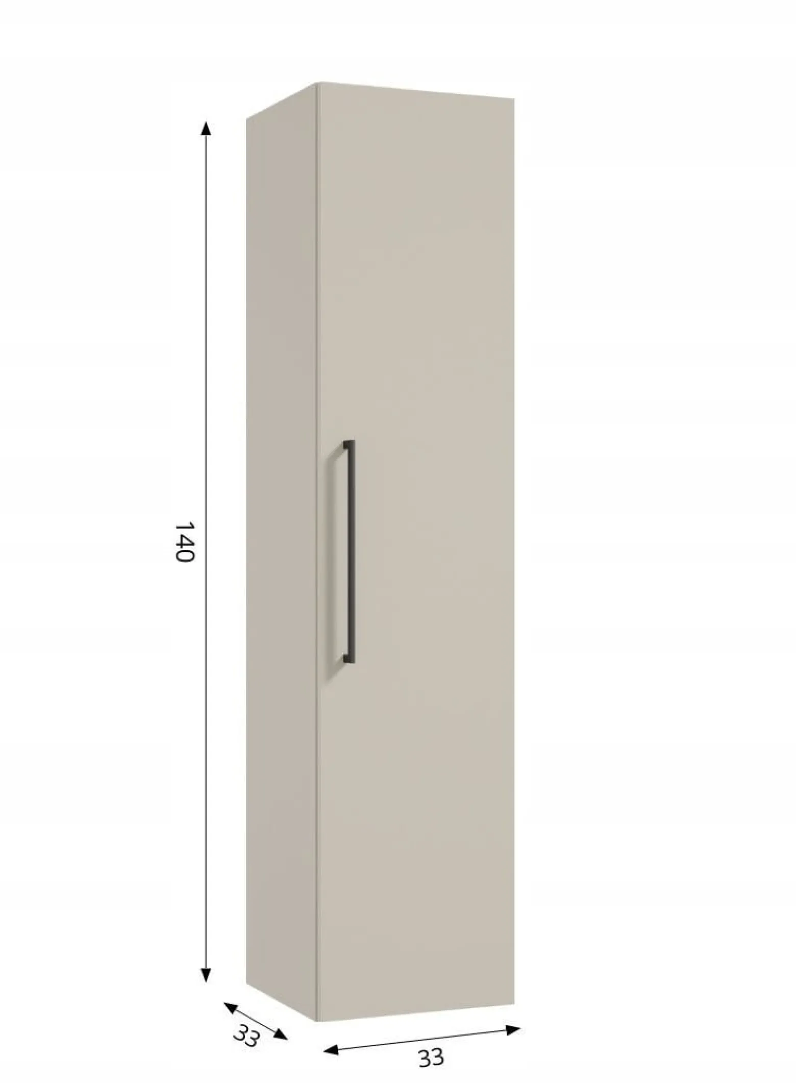 Słupek łazienkowy wysoka szafka wisząca kaszmir czarny uchwyt 140x33cm