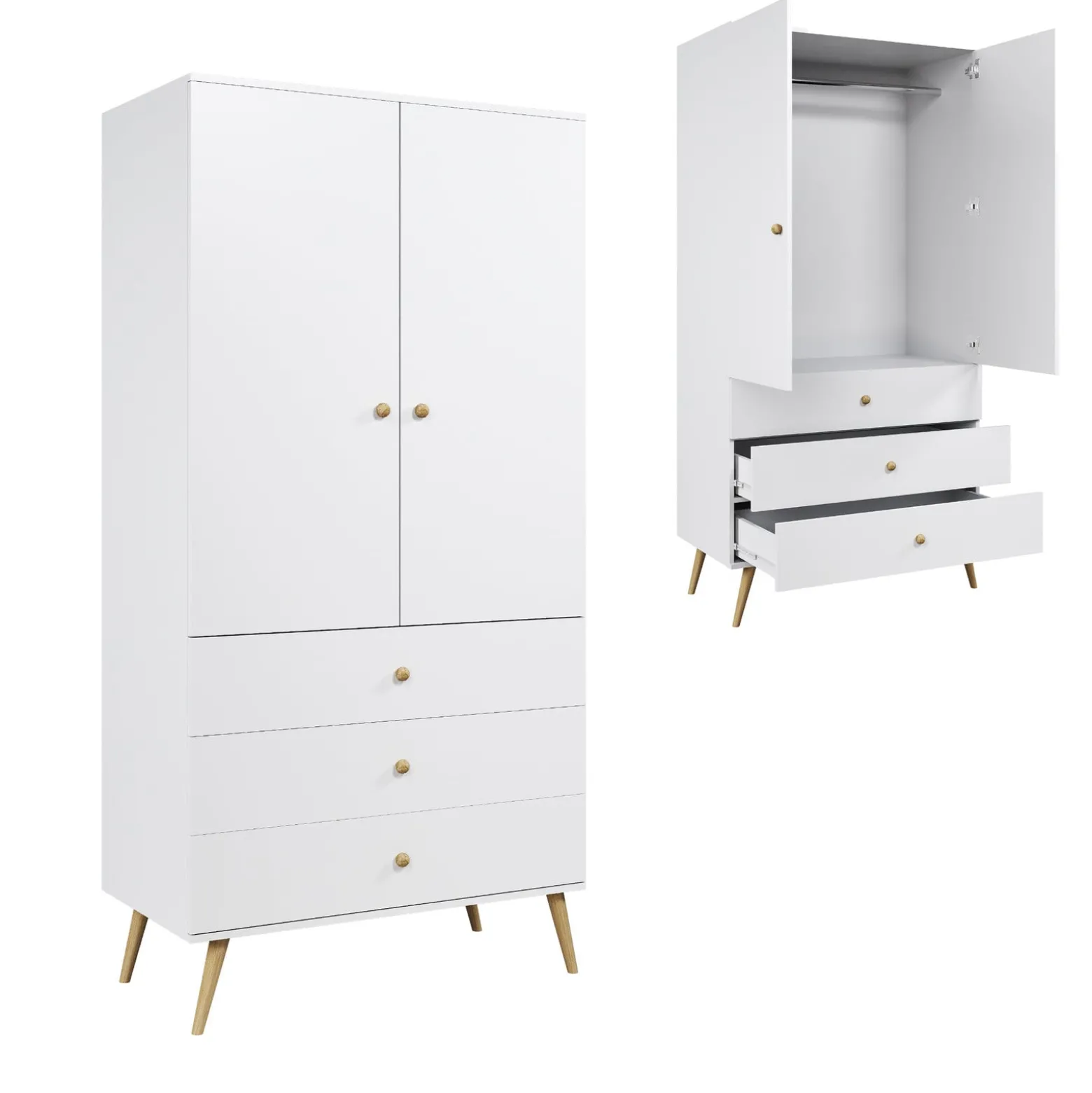 Szafa LEBEL z szufladami 3SZ 100cm biała mat