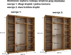 Szafa przesuwna 45 wysoka Dakota 6 200 kaszmir+kaszmir+złoty