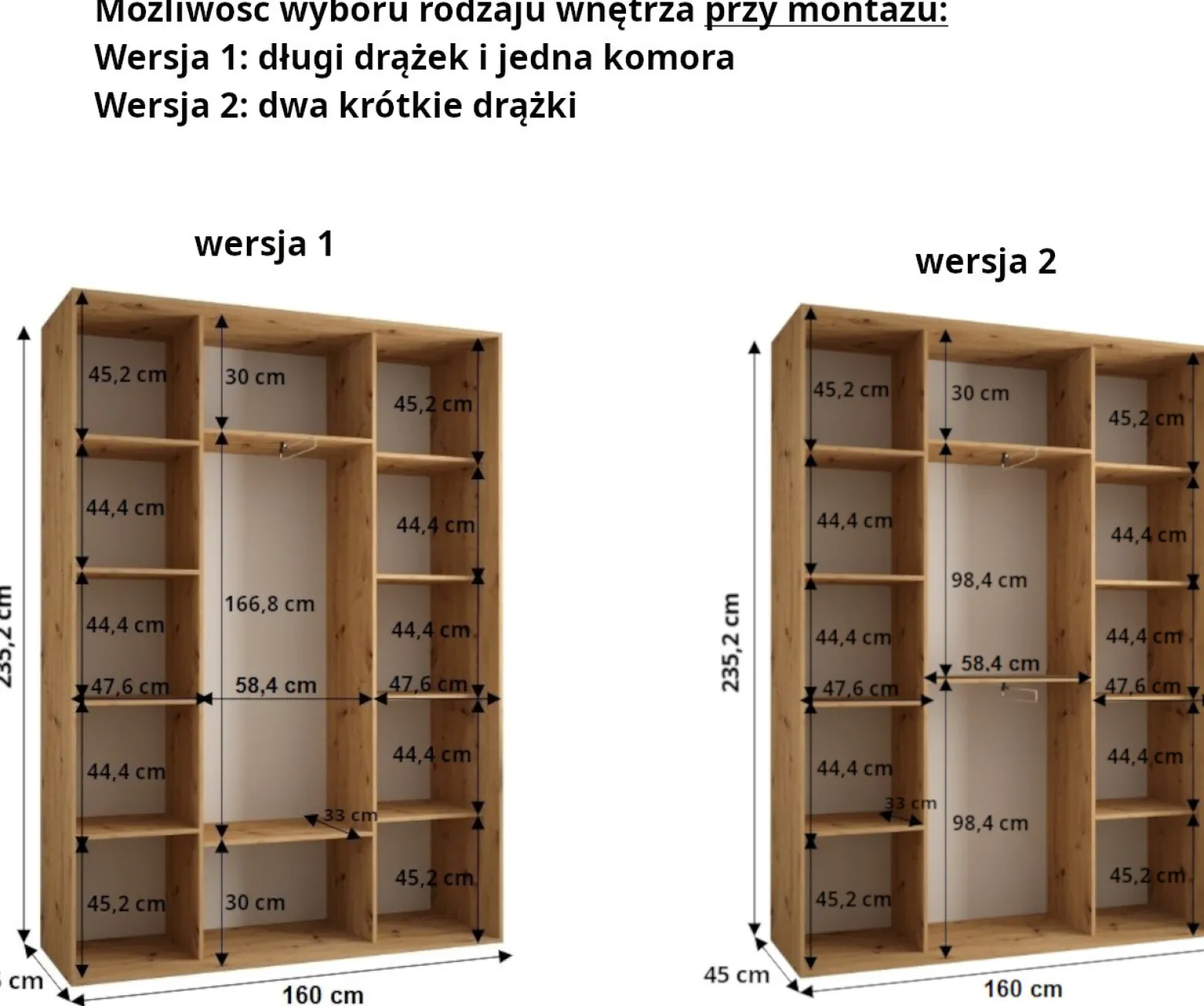 Szafa przesuwna 45 wysoka Dakota 4 160 kaszmir+kaszmir+czarn