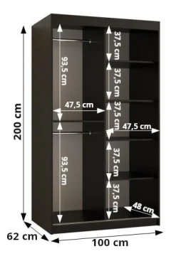 Szafa przesuwna Garderoba Riflo Wave 2 100 biały + biały