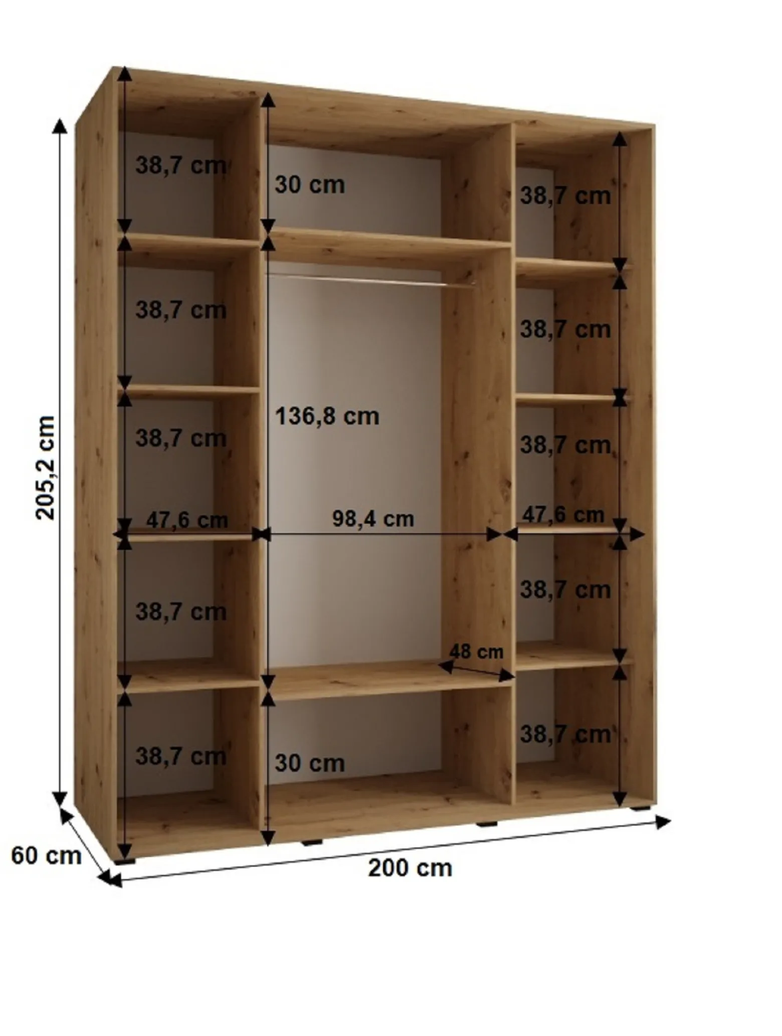 Szafa przesuwna SAPPORO 1 200 gł. 60 czarny/czarny