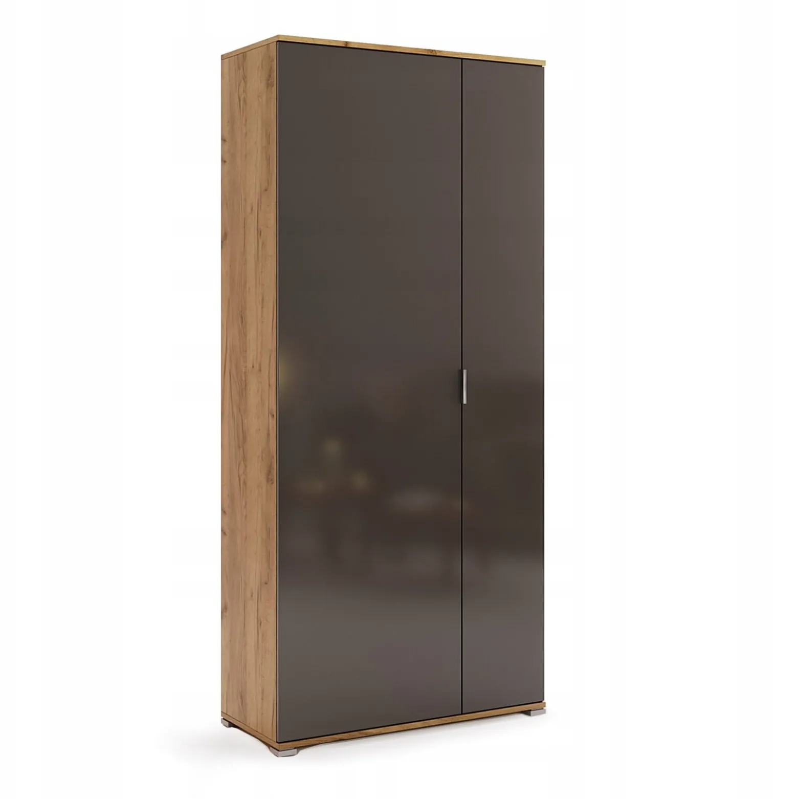 SZAFA 2-DRZWIOWA Lana 80cm dąb/szary Z PŁYTY WIÓROWEJ