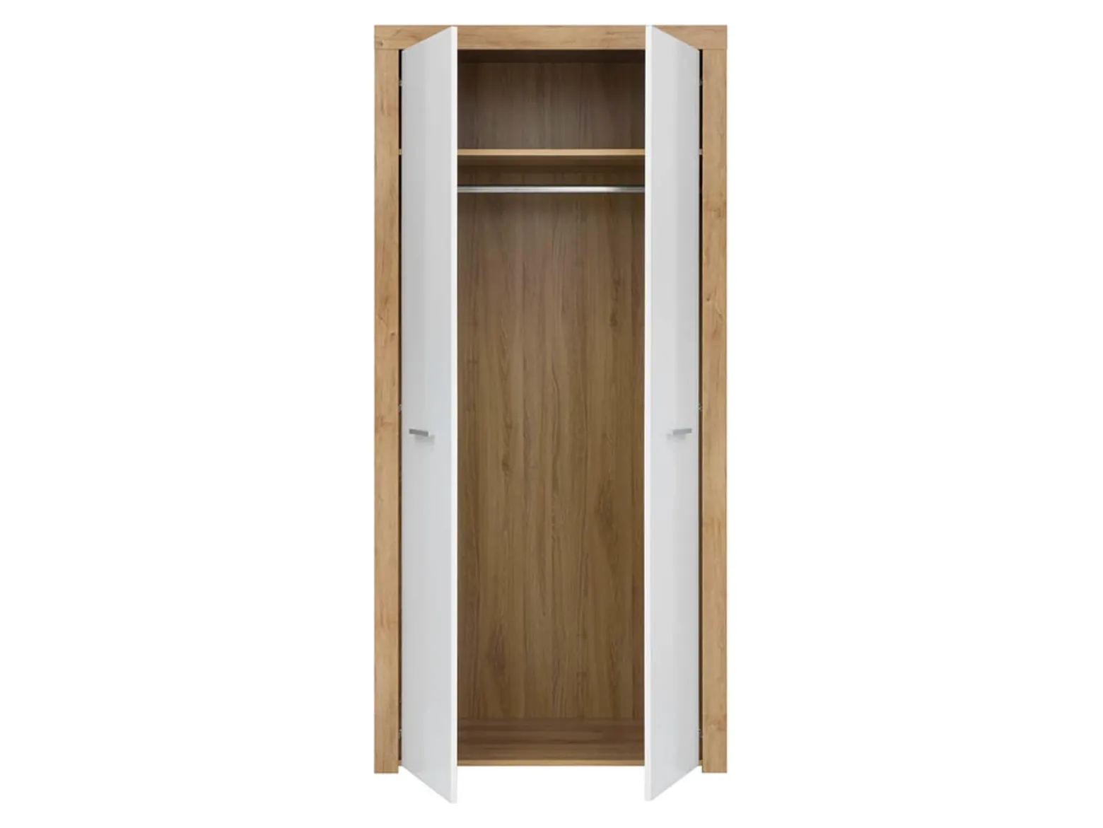 Szafa dwudrzwiowa Balder 90 cm dąb riviera/biały połysk