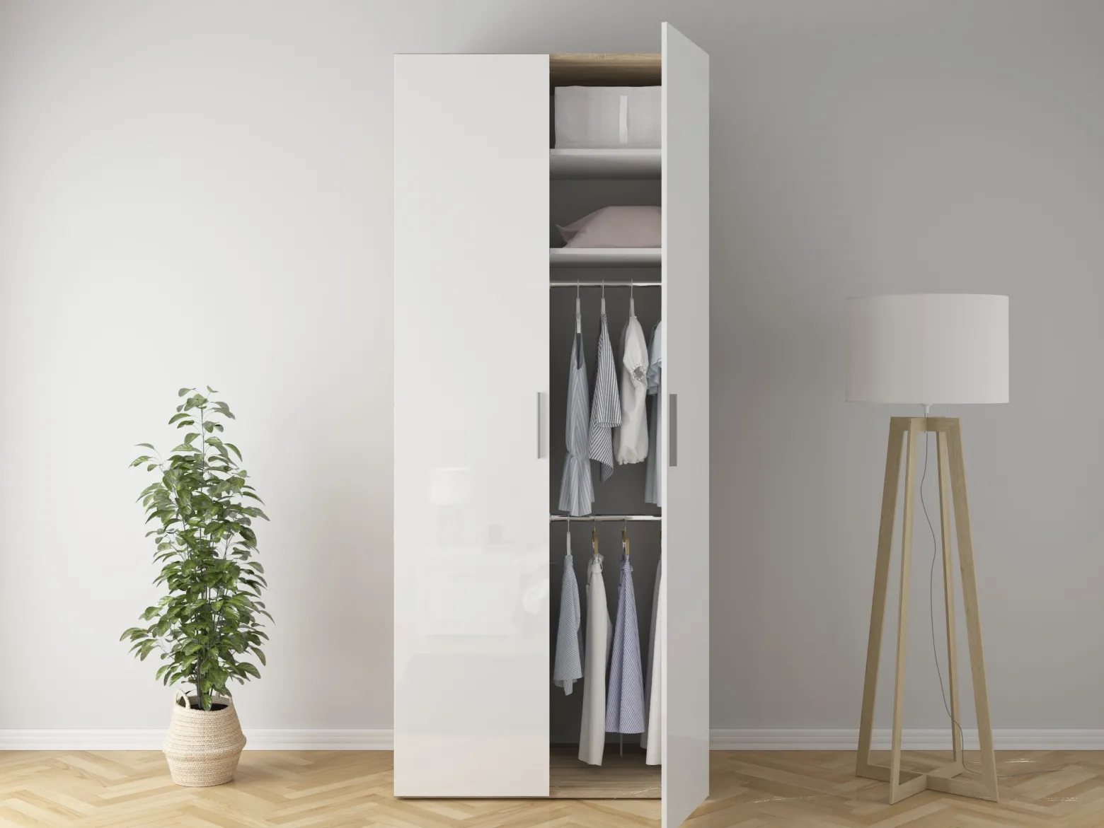 Szafa dwudrzwiowa Flex 100 cm biały połysk