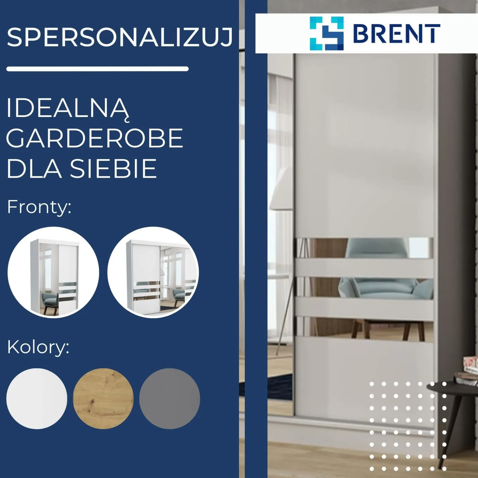 Szafa garderoba przesuwna BRENT 100 cm HENRY ARTISAN