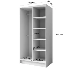 Szafa GAVA 100 cm Czarna - 2 drzwi TIP-ON Bez Uchwytów