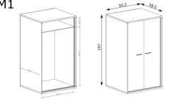 Szafa MILAN 2D 92 cm Natural Hikora / Czarny