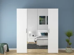 Szafa modułowa Flex 200 cm z drzwiami i lustrem biały połysk