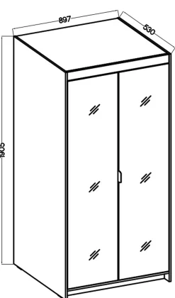 Szafa modułowa z lustrem 90 cm KUBA dąb sonoma
