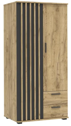 Szafa Montana 85 cm z lamelamI - dąb craft/czarny | nowoczesna