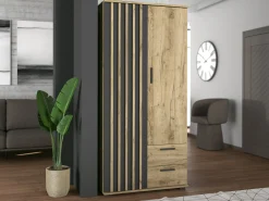 Szafa Montana 85 cm z lamelamI - dąb craft/czarny | nowoczesna