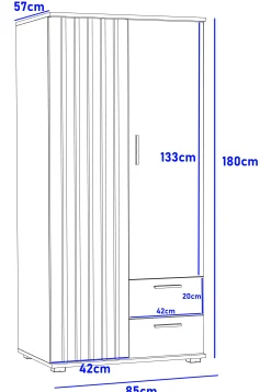 Szafa Montana 85 cm z lamelamI - dąb craft/czarny | nowoczesna