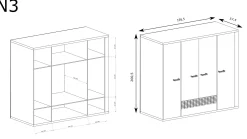 Szafa NATURAL DĄB RIBBECK Pojemna Wysoka Wieszak Półka 195 cm HIT