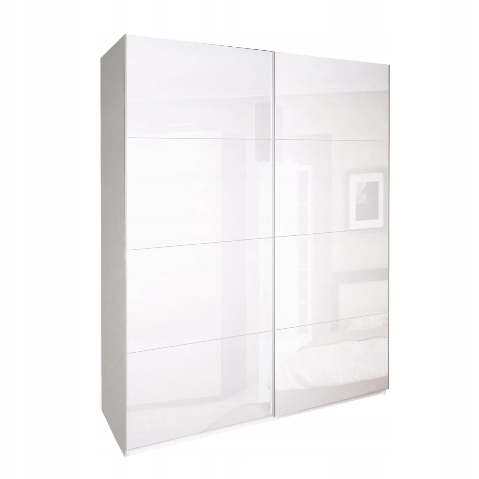 SZAFA PRZESUWNA Bella 200cm biały połysk PŁYTA LAMINOWANA